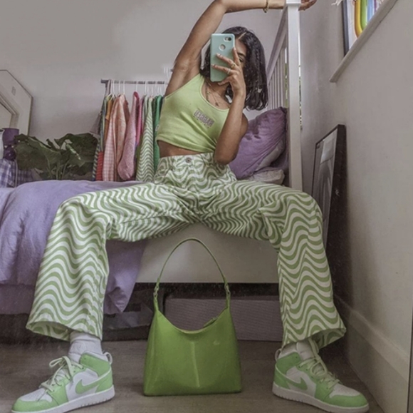 NWT Y2K High Waisted Ripple Streetwear Winter Pants S: S-M - Picture 2 of 12